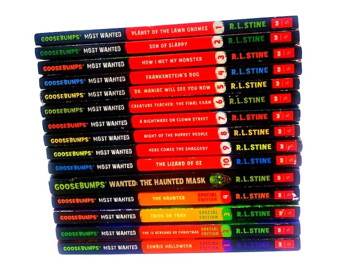 GOOSEBUMPS MOST WANTED - R L Stine Kids Horror Paperbacks, Throwback Retro Halloween Reads, Childrens Novel