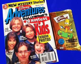 March 1996 Disney adventure magazine, 90s nostalgia, Vintage, Birthday Gifts, Trading Card Pack, Hollywood Kids