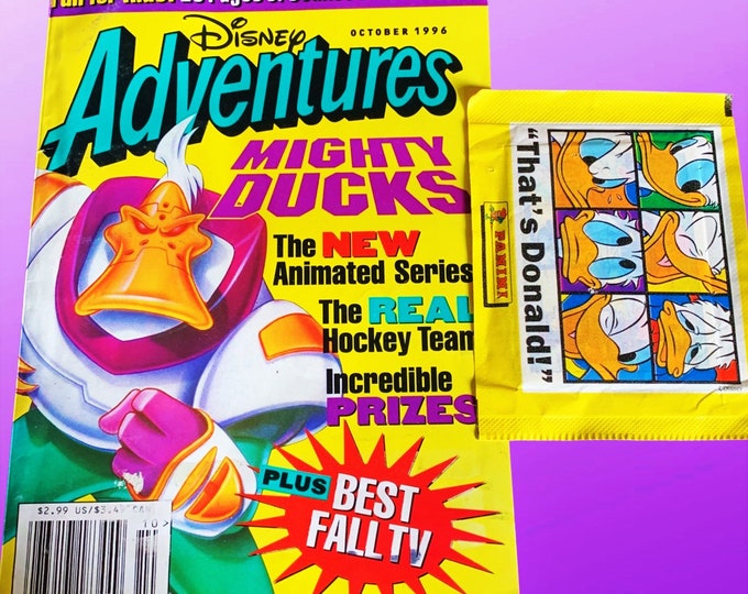 October 1996, Disney adventure magazine, 90s nostalgia, Vintage, Birthday Gifts, Trading Card Pack, Mighty Ducks