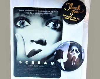 Scream Button & Sticker (Nostalgia, Favors, Retro Gifts, Party Favors, Bday Gifts)