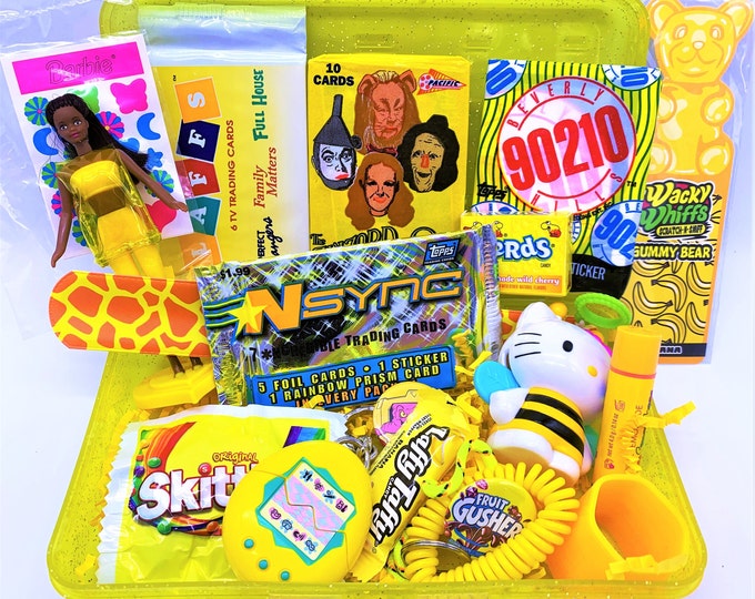 90s Glitter Box Yellow Edition, 90s Box, Nostalgic Gifts, Barbie, NSYNC, Retro Toys