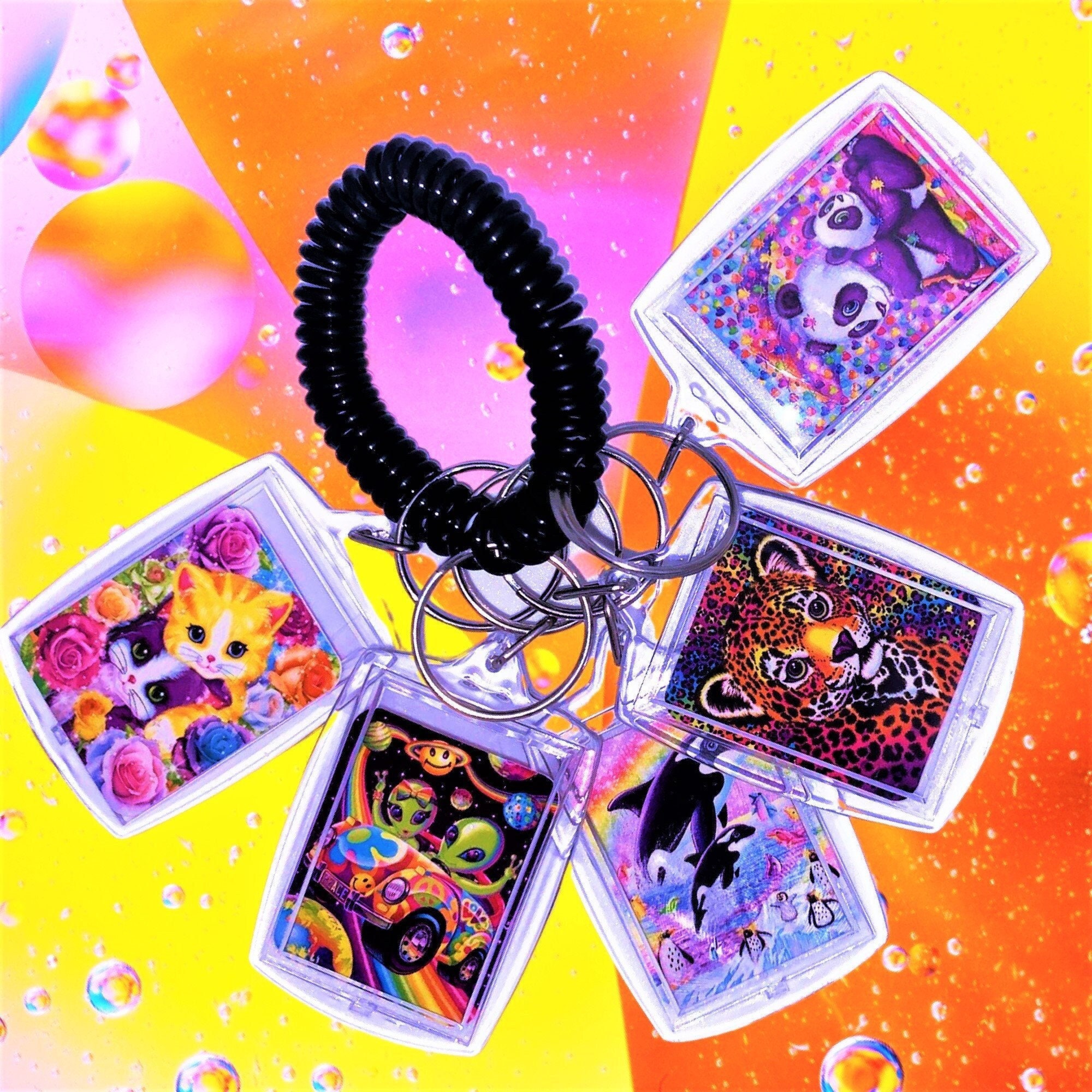 Lisa Frank I love the 90s Zippy Wristlet Bag Handmade by MGEDesigns 