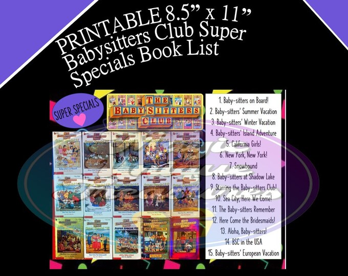 Babysitters Club Super Specials Book List | PRINTABLE Sheet Instant Download | PRINTABLE | Reading Tracker
