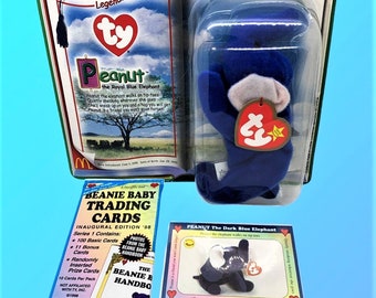 Peanut the Elephant Beanie Baby Gift Set (Year 2000) with Trading Card & Sealed Pack