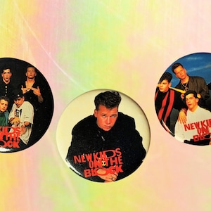 NKOTB (Three Pack Gift Set) 1.5 Inch Pin-back Buttons, NKOTB Fan Gift, NKOTB Buttons, New Old Stock Vintage Pins 1989 New Kids on the Block