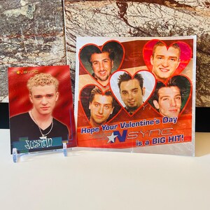 NSYNC Dia dos Namorados Telegrama Nostalgia dos anos 2000 *NSYNC, Justin Timberlake Trading Card e Dia dos Namorados