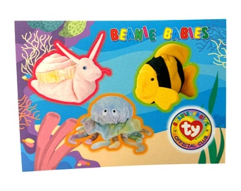 Beanie Baby Sticker Card, Bubbles, Swirly, Goochy, 1999, Stocking Stuffers, 90s gifts