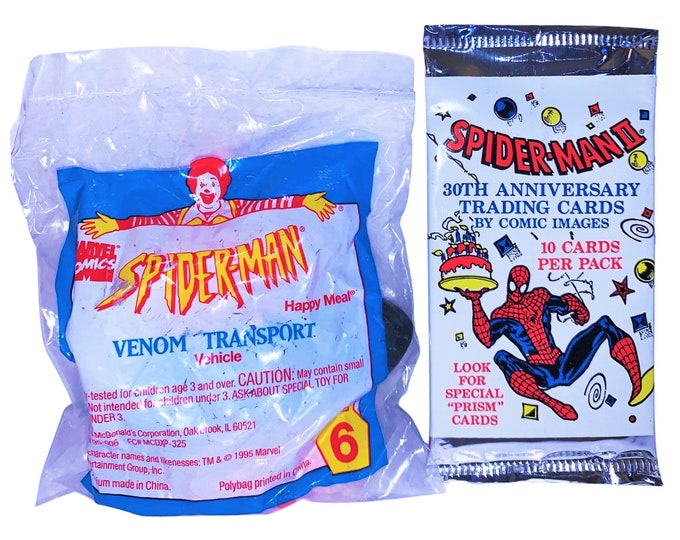 Spiderman Mystery Toy and 30th Anv Trading Card Pack, Super Hero Gift Ideas