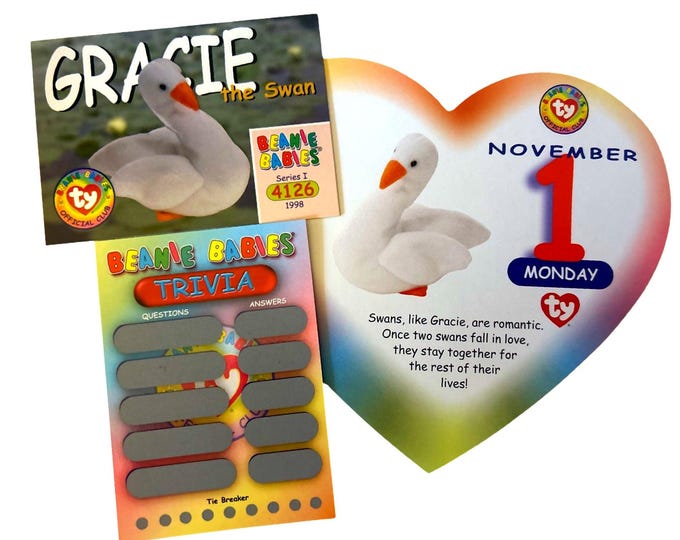 Beanie of the Day (October 31st) Spooky the Ghost), Beanie Baby Birthday Telegram Treat, Stocking Stuffers, 90s gifts