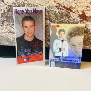 NSYNC Dia dos Namorados Telegrama Nostalgia dos anos 2000 *NSYNC, Justin Timberlake Trading Card e Dia dos Namorados