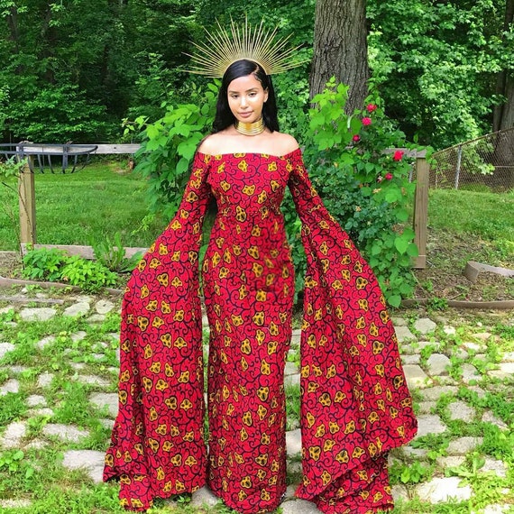 ankara gown with puff hand