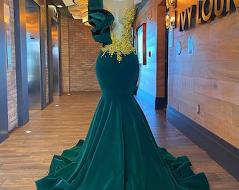 Green and Gold Dress - Etsy