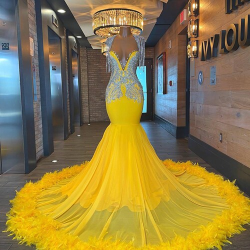 Yellow Prom Dress Mermaid Wedding Reception Dress African Etsy