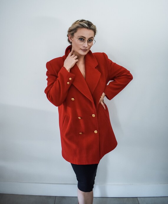 red wool duffle coat