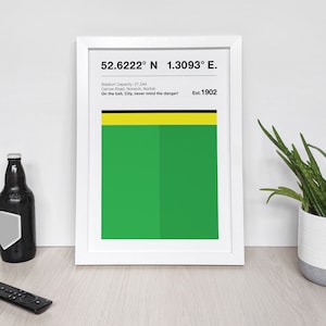 Norwich - Football Crest Design & Stadium Coordinates - Football Team Print