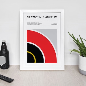 Sheffield U - Football Crest Design & Stadium Coordinates - Football Team Print