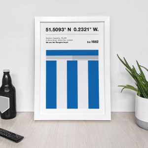 QPR Football Print - Football Crest Design & Stadium Coordinates - Football Team Print - QPR Poster