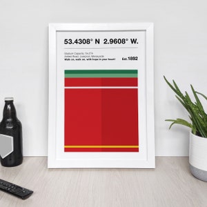 Liverpool Football Print - Football Crest Design & Stadium Coordinates - Football Team Print