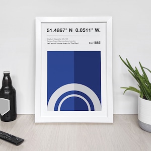 Millwall Print - Football Crest Design & Stadium Coordinates - Football Team Print