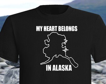 My Heart Belongs In Alaska T-shirt, Travel, Explore, Hiking, Mountains, Juneau, achorage, ketchikan,fairbanks, northern lights, aurora