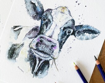 Cow Print | A3 Watercolour | Wall Art | Giclee Print