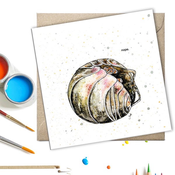 Woodlouse Grußkarte | Insekt Aquarell | Recycelt | Blank