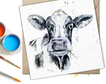 Cow Greeting Card | Animal Watercolour | Blank Notelet