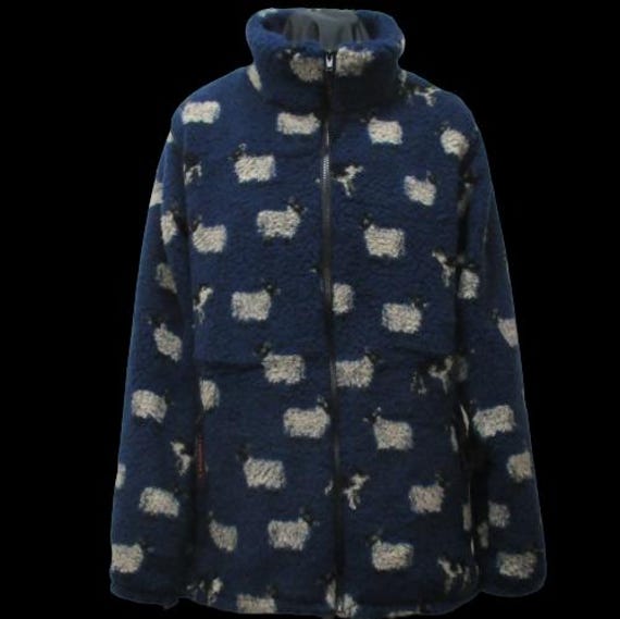 Navy Sheep and Dog Sherpa Fleece Jacket by Farfield Clothing - Etsy