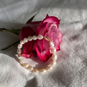 Freshwater Pearl Bracelet / handmade real pearl bracelet, 14k gold plated