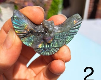 Labradorite Carvings, butterfly, owl