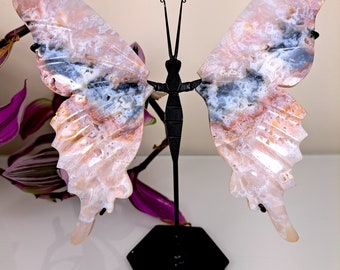 Pink Plume agate Butterfly