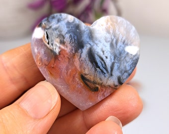 Pink Plume agate hearts