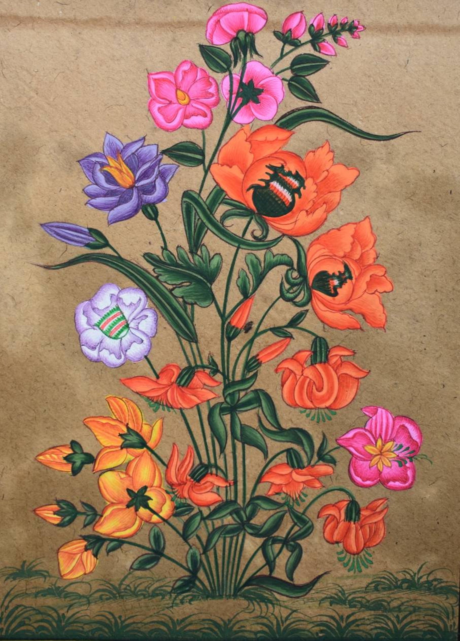 Flower Paintingindian Miniature Painting Traditional Art Etsy