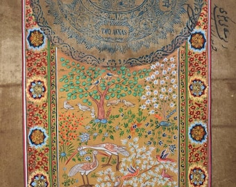 Gold Leaf Indian Miniature Painting, Traditional Royal Art (6x12 inch)