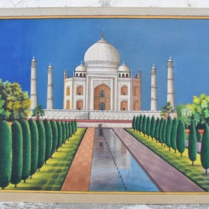 Tajmahal painting, love painting, Traditional art wall Decor, Indian miniature painting,