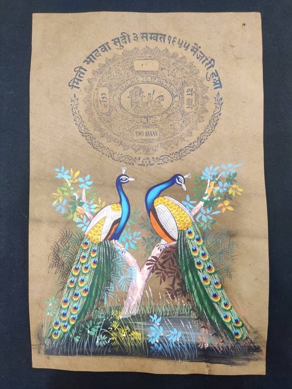 Peacock painting,National bird of India, Symbol of Happiness, Traditional painting, Rice paper art, Interior decor