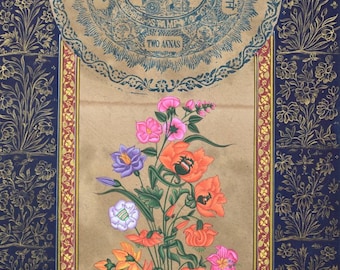 Flower Miniature Painting, Traditional Indian Art, Colorful Wall Hanging