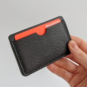 Slim Leather Card Holder in Black image 1