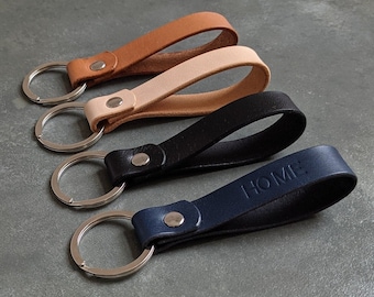 Loop Keyring, handmade in UK, personalised leather keychain