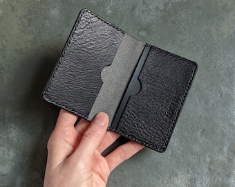 Leather Bifold Card Holder in Black