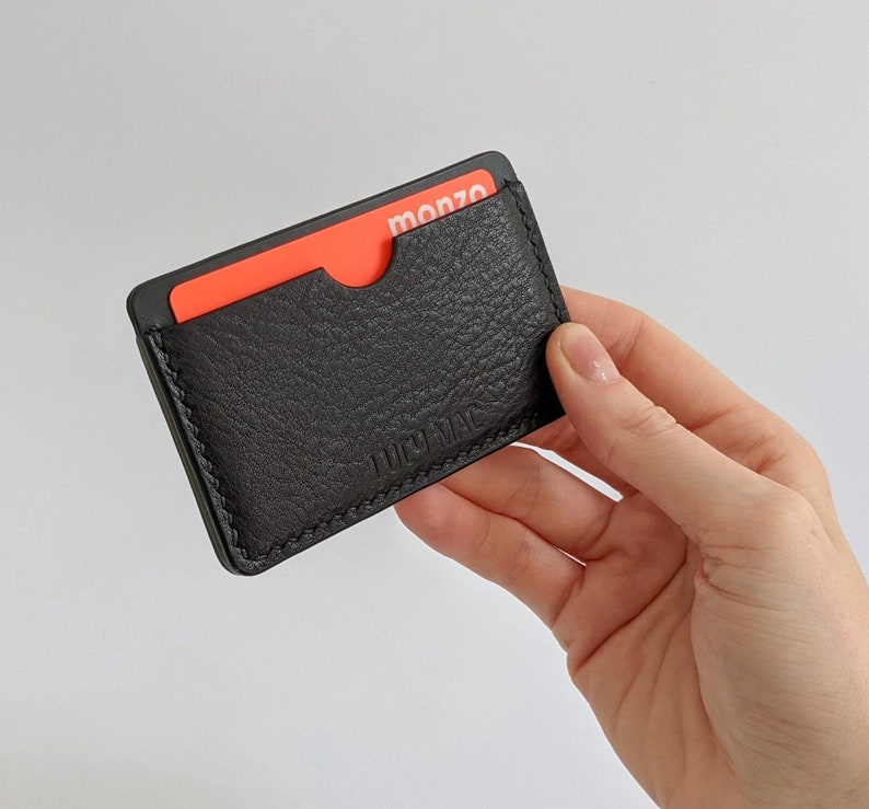 Slim Leather Card Holder in Black image 1