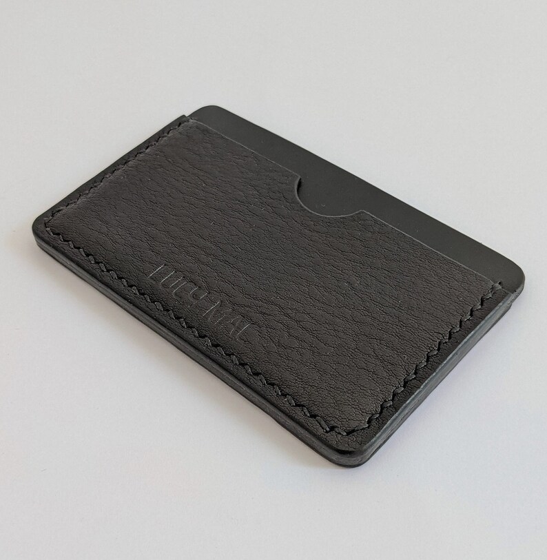 Slim Leather Card Holder in Black image 4