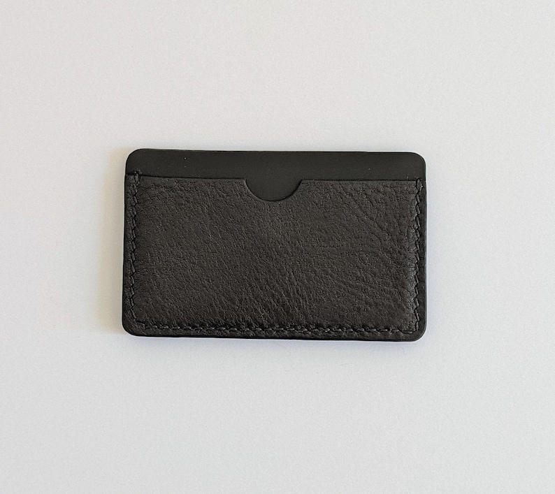 Slim Leather Card Holder in Black image 3