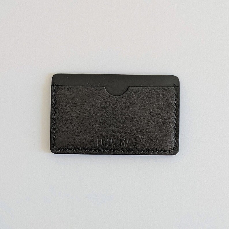 Slim Leather Card Holder in Black image 2