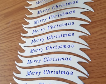 10 die cut banners Merry Christmas card topper embellishments
