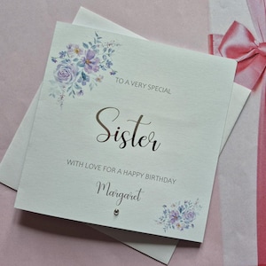 Personalised Foiled Sister Birthday Card, Happy Birthday Card, Customised Birthday Card, Custom Greetings Card