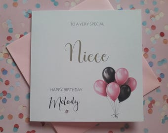 Personalised Foiled Niece Birthday Card, Happy Birthday Card, Customised Birthday Card, Custom Greetings Card