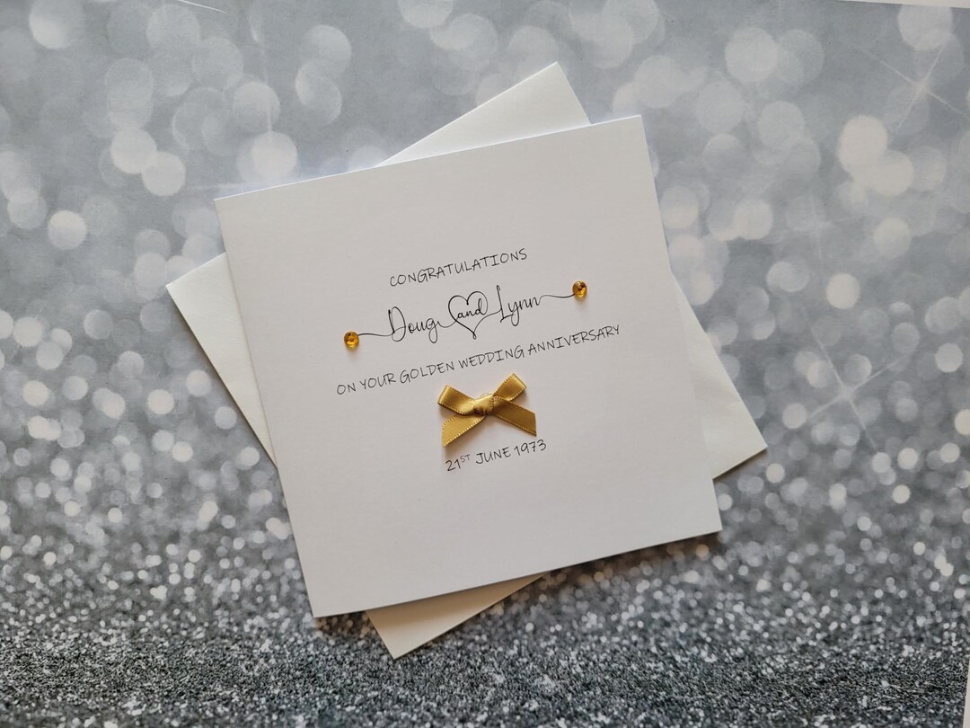 Golden Anniversary Card, 50th Anniversary Card, Personalised Card
