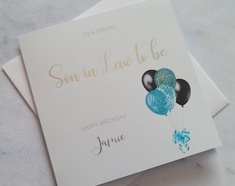 Personalised Son in Law to be Birthday Card, Happy Birthday Card, Customised Birthday Card, Custom Greetings Card