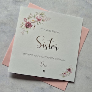 Personalised Foiled Sister Birthday Card, Happy Birthday Card, Customised Birthday Card, Custom Greetings Card